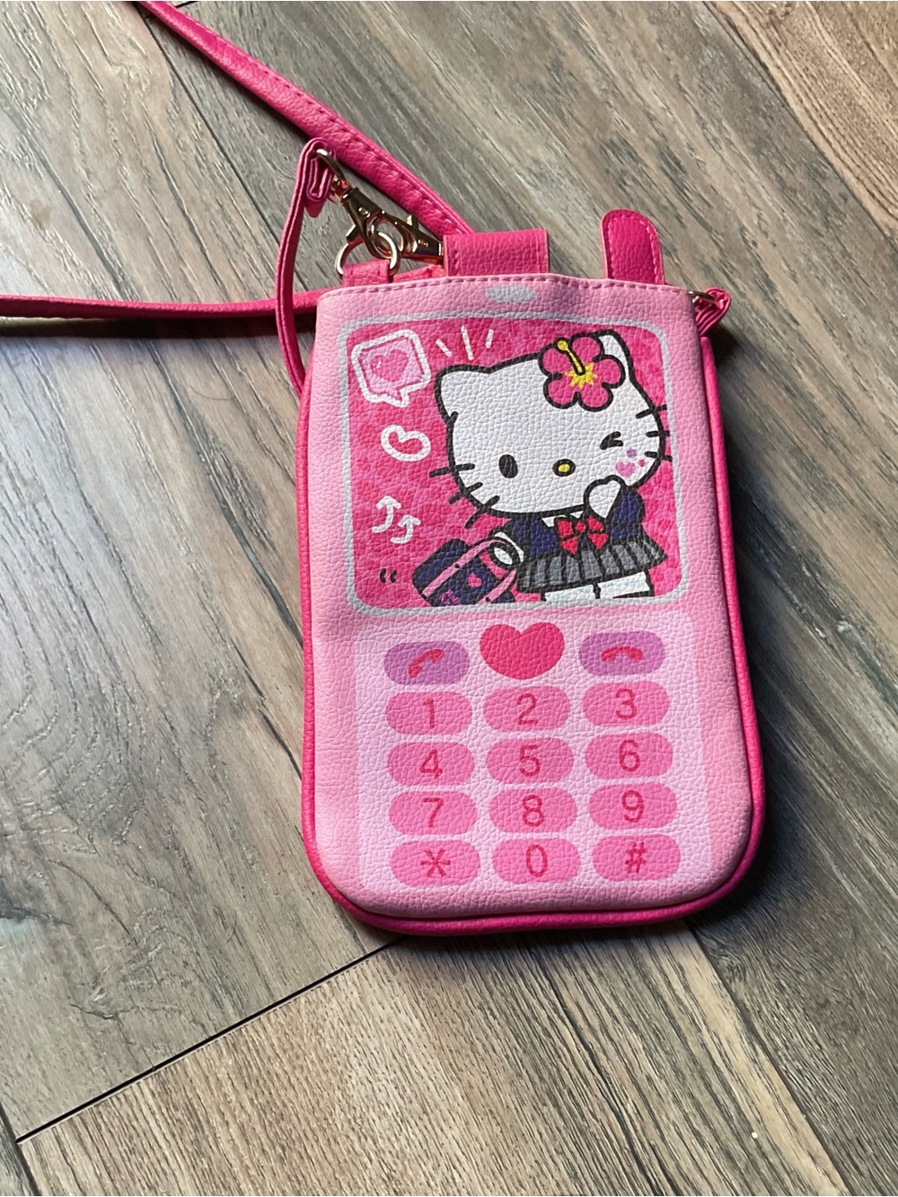 Hello Kitty Pink Faux Leather Phone Crossbody Pouch
